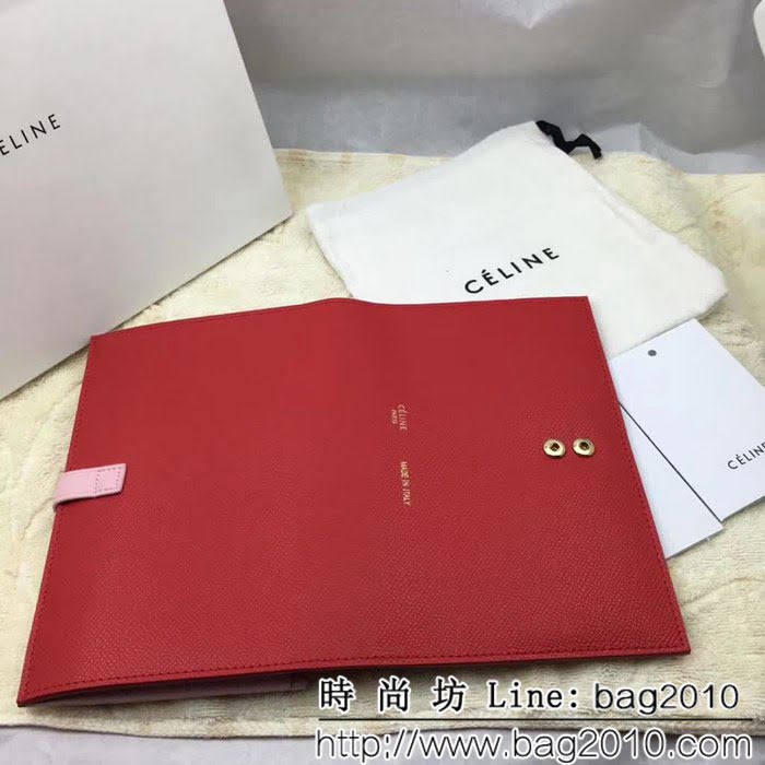 CELINE賽琳原單 專櫃 手掌紋牛皮搭扣拼色錢夾 4148 SL1690